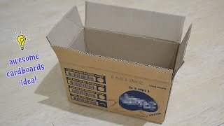 Best way to reuse recycle cardboard box cardboard box organizer idea [upl. by Nnoj]