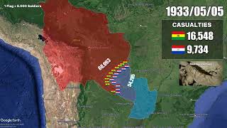 BoliviaParaguay War 1932 Every Day With Army Sizes amp Units Chaco War mapping history [upl. by Nonah]