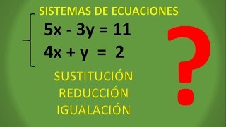 SISTEMAS DE ECUACIONES  LOS 3 MÉTODOS EXPLICADOS [upl. by Tigges564]