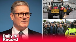 Farmers stage protest over inheritance tax as Keir Starmer speaks at Welsh Labour conference [upl. by Swenson]