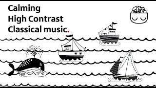 Baby Sensory  High contrast piano classical music fun Brain Development Boats  black white [upl. by Krystle]