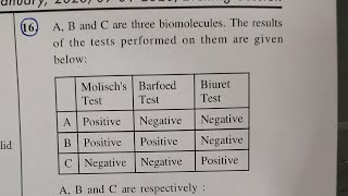 Molisch testBarfoeds test ampbiuret test ll January jee main questions [upl. by Duncan910]