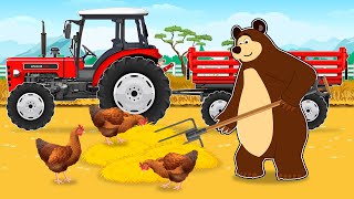 Hardworking farmer and Straw for Dairy Cows  The Bear Farm Life  Funny Vehicle Farm [upl. by Alley]