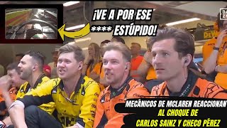 Video  La Reacción de los Mecánicos de Mclaren al Choque de Sainz y Checo Pérez F1 radio [upl. by Adyl961]