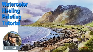 수채화 그리기  힐링 풍경화 초급  색상 정보  태고의 해안  김재석작가  Watercolor Healing Painting Tutorial ART JACK [upl. by Uy]