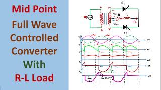 Mid Point Full wave Controlled Converter with RL Load with waveforms [upl. by Aydan]