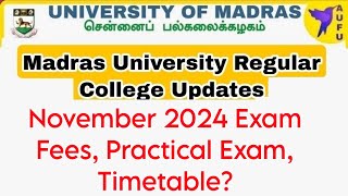 Madras University Regular November 2024 Exam Details👍 [upl. by Wade472]