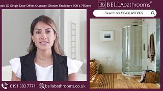 Scudo S6 Single Door Offset Quadrant Shower Enclosure 900 x 760mm  Available at Bella Bathrooms [upl. by Brey]