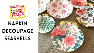 How To Napkin Decoupage Seashells [upl. by Ileek103]