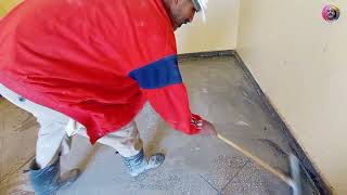 Preparations and polishing transforming terrazzo floors in the bedroom [upl. by Drucilla661]