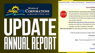 How To Update Your Annual Report for LLCS CORP With Sunbiz Florida 2024 Simple Tutorial [upl. by Misa909]