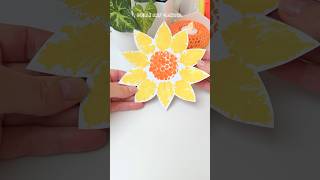 Sunflower Painting Technique with Bubble Wrap and Leaf shorts [upl. by Alcott]