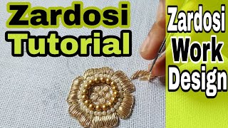 Zardosi Work for beginners  Hand Embroidery  zardozi  aari work [upl. by Dwayne167]