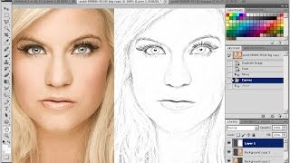 Photoshop TutorialConvert Photo To Line Drawing تحويل الصورة الى رسم بالفوتوشوب [upl. by Ximenes]