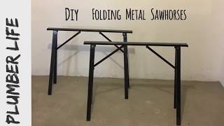 Diy Folding heavy duty steel sawhorses [upl. by Grubb]