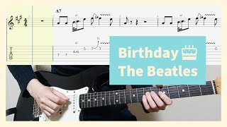 The Beatles  Birthday Guitar Cover With Tab [upl. by Llednek394]