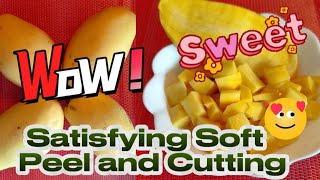 🛑 Satisfying Soft Peel and Cutting Mouthwatering Sweet Mango 🥭 Lets go 🤸💥🥭 ASMR [upl. by Htebarual]