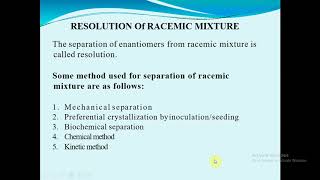 RACEMIC MODIFICATION AND RESOLUTION OF RACEMIC MIXTURE [upl. by Fowle]