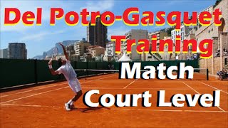 Tennis Practice  Del Potro vs Gasquet Training Match 2013 Court Level [upl. by Yerok]