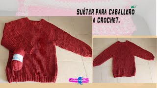 Suéter para caballero a crochet  Labores Angélika [upl. by Ynnaffit]