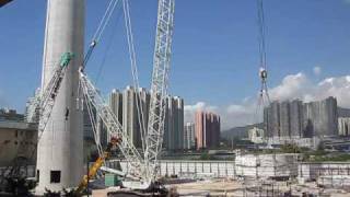 Demag CC2800 SWSL demolishing chimney Part 2 [upl. by Dohsar]