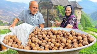 Harvested Fresh and Large Walnuts Making Lots of Walnut Jam in the Village [upl. by Petrick]