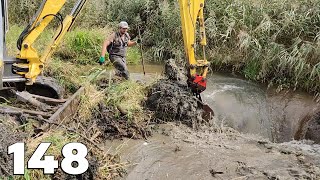 Beaver Dam Removal With Excavator No148  Muddy Dam [upl. by Nalyorf]