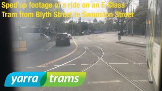 Sped up footage on a ride on an EClass Tram on Route 96 from Blyth Street to Swanston Street [upl. by Gregorius729]