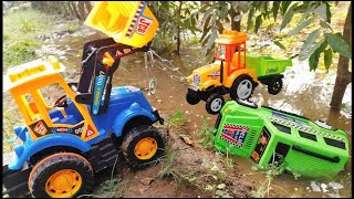 Tractor and Police Car Accident Pulling By JCB  Kids Crazy [upl. by Aidnic112]