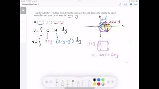 HW 13 Cylindrical Shell Method Calculating the Volume of Revolution Between sqrtx and xy2 [upl. by Auvil150]