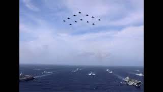 Chinese PLA Navy’s first dualcarrier formation exercise in South China Sea [upl. by Haimarej]