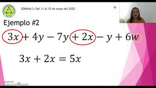 Reducción de términos semejantes  Ejemplos Parte 1 [upl. by Naillimxam]