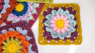 Crochet 86 How to crochet granny square with flowers [upl. by Danita514]