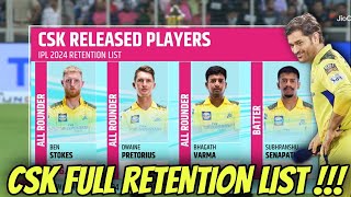 Thala Dhoni 🔥 CSK Release amp Retain Full List IPL 2024 [upl. by Daphna257]