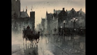 A Rainy Cityscape Watercolor painting [upl. by Gaile]