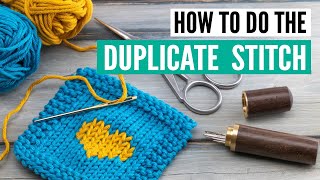 How to do the duplicate stitch in knitting for stockinette stitch amp garter stitch [upl. by Notlrahc]