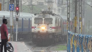 Dangerous HEAVY RAINS  Parallel Arrivals  Rare OVERTAKES  Train Announcement  Indian Railways [upl. by Wood]