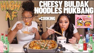 HIGH CHEESY BULDAK RAMEN NOODLES  TTEOKBOKKI COOKING AND EATING MUKBANG [upl. by Stent428]