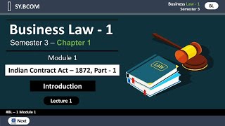 Sybcom sem 3 Buisness Law  Module 1  Indian Contract Act 1872  Part 1  Lec 1  Mumbai University [upl. by Alda]