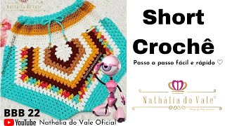 SHORT BBB DE CROCHÊ  SHORT DE CROCHÊ FÁCIL E RÁPIDO Passo a passo❤ Short de Crochê Colorido [upl. by Taub]