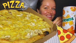 ASMR HUGE CHICKEN PIZZA WITH PINEAPPLE AND CORN NO TALKING EATING SOUNDS  MUKBANG 먹방 [upl. by Enaile676]