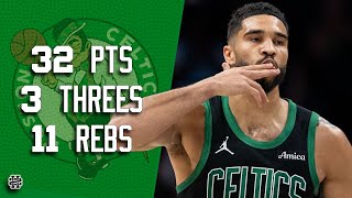 Jayson Tatum 32 pts 3 threes 11 rebs vs Hornets 2425 season [upl. by Yellhsa]