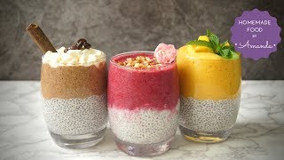 Chia Seed Pudding 3 Ways Easy amp Healthy Breakfast Idea  Homemade Food by Amanda [upl. by Nalek]