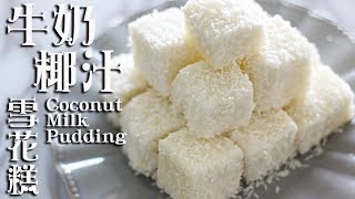 為食派 簡單牛奶椰汁雪花糕 無魚膠粉 Coconut Milk Pudding no gelatin [upl. by Nnairb]