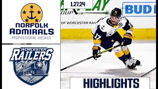 Norfolk Admirals  Worcester Railers  January 27 2024  HIGHLIGHTS [upl. by Ivo951]