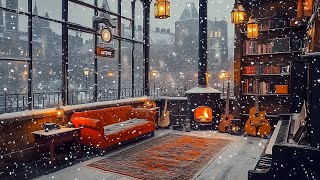 Serene Jazz amp Snowy Winter Ambiance ❄️ Cozy Peaceful Melodies for Focus Study and Relaxation [upl. by Nosral]