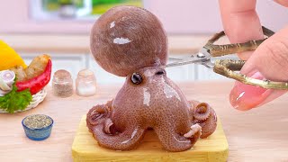 Recipes For Seafood Lovers 🐙 Miniature Japanese Spicy Fry Baby Octopus Karaage 🏮 Tina Mini Cooking [upl. by Gonick]