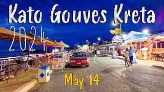 Kato Gouves Kreta Crete nightlife walking tour 4k Greece 2024 [upl. by Ahsiemaj]