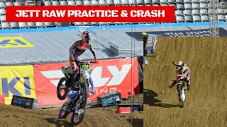 Jett Lawrence RAW Practice amp Crash  San Diego Supercross 2024 [upl. by Aelrac]