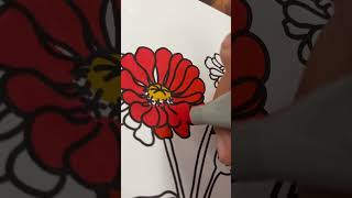 Zinnia flowers one the most popular flowers coloringtherapy coloringbook floral kdp [upl. by Violante]